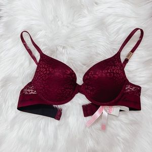 PINK- burgundy cheetah bra